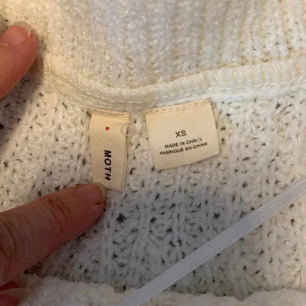 Anthropologie Moth off the shoulder white cream XS knit sweater Lucerne tunic